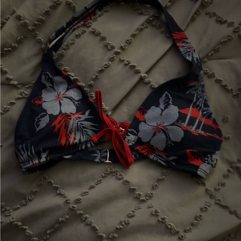 Tommy Hilfiger Floral Bikini Top - Red and Blue